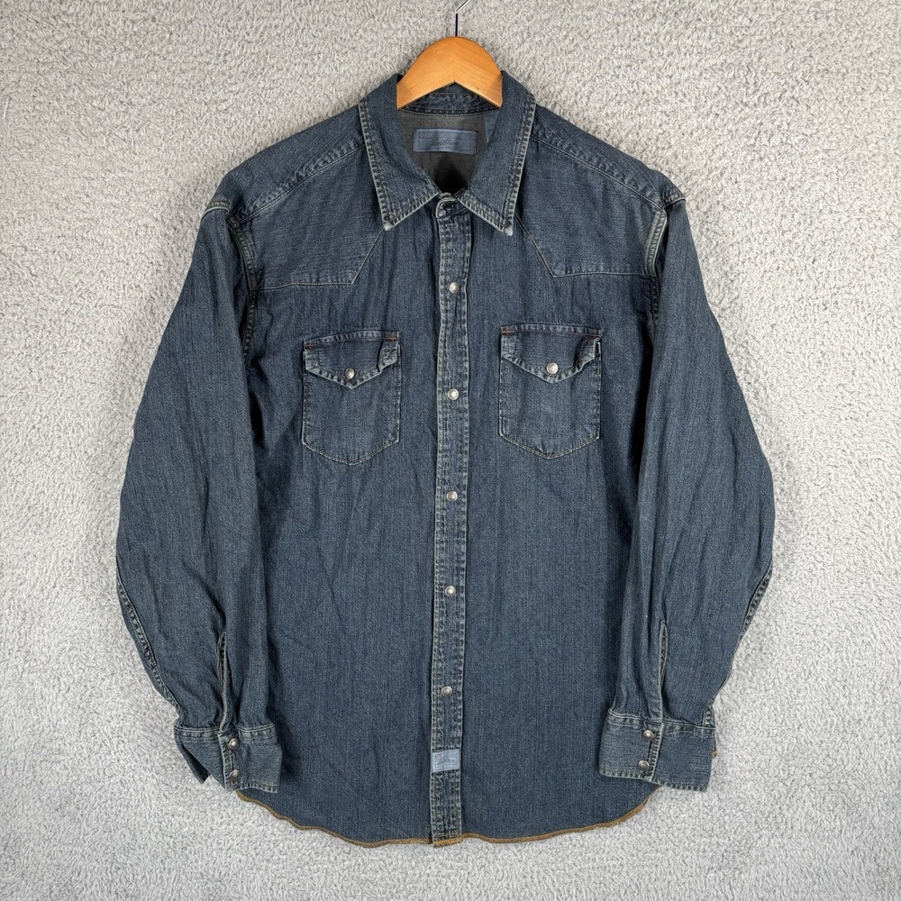 Levi Strauss Signature‎ Denim Work Shirt Mens 2XL Blue Snap Western Cowboy